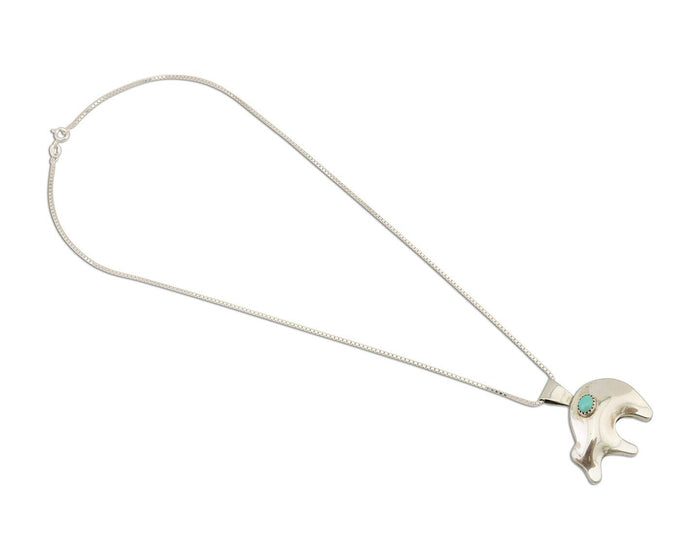 Navajo Spirit Bear Necklace Pendant 925 Sterling Silver Signed C C.80's
