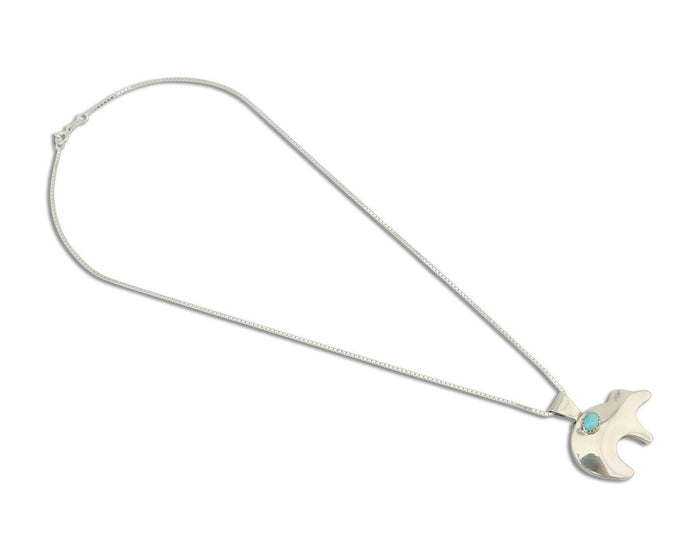 Navajo Spirit Bear Necklace Pendant 925 Sterling Silver Signed C C.80's