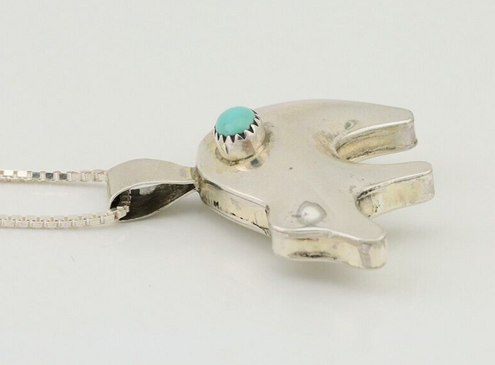 Navajo Spirit Bear Necklace Pendant 925 Sterling Silver Signed C C.80's