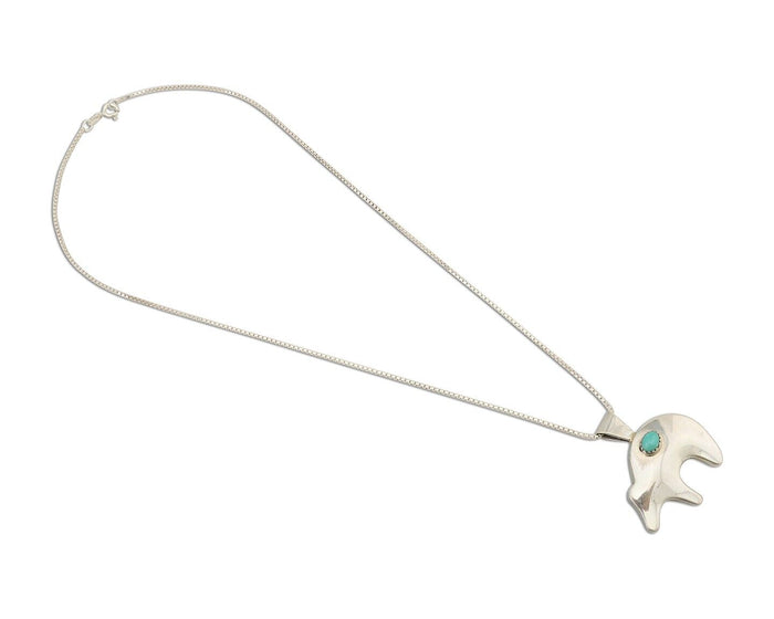 Navajo Spirit Bear Necklace Pendant 925 Sterling Silver Signed Nakai C.80's