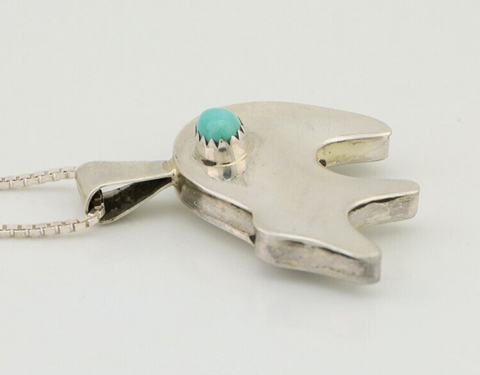 Navajo Spirit Bear Necklace Pendant 925 Sterling Silver Signed Nakai C.80's