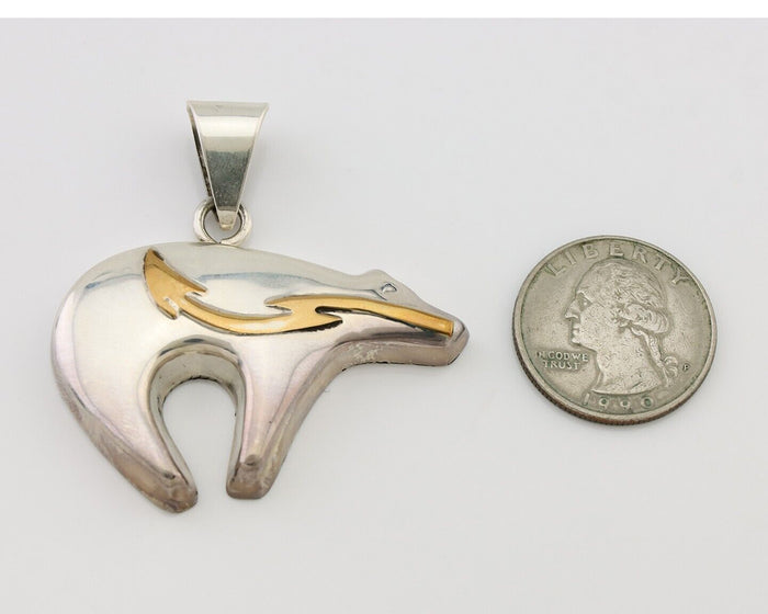 Navajo Spirit Bear Pendant 925 Sterling Silver Native Artist C.80's