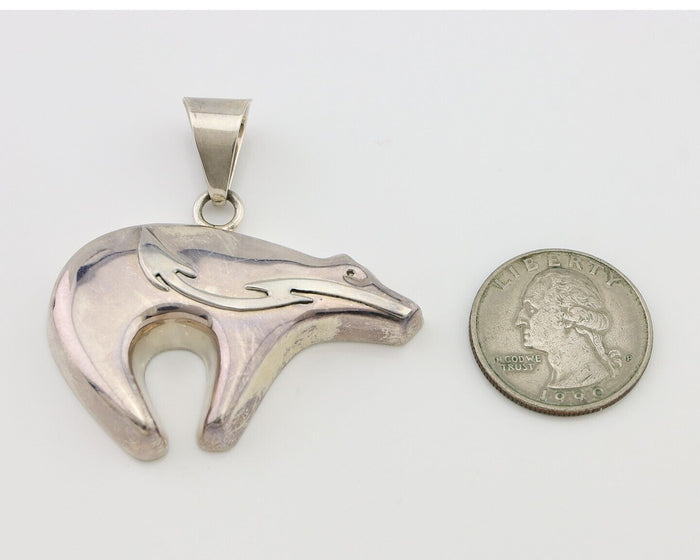 Navajo Spirit Bear Pendant 925 Sterling Silver Native C C.80's
