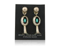 Navajo Squash Earrings 925 Silver Natural Turquoise Native American Artist C80s