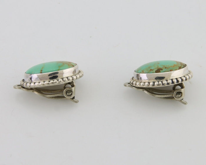 Navajo Stud Earrings 925 Silver Natural Turquoise Artist Signed M C.80's