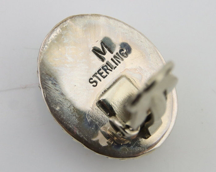 Navajo Stud Earrings 925 Silver Natural Turquoise Artist Signed M C.80's