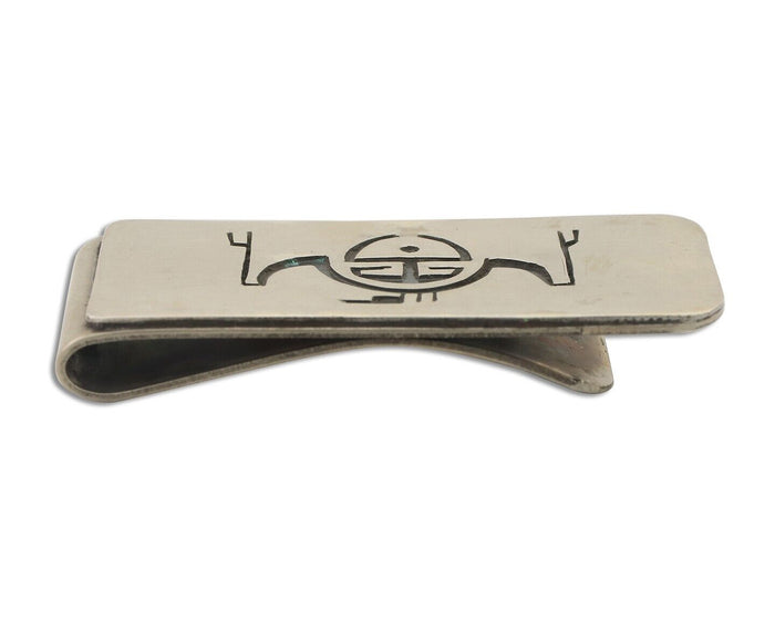 Navajo Tiwa Sun Money Clip Handmade .925 Silver & .999 Nickle C.80's