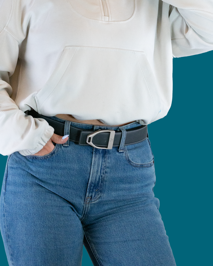 ManeJane Navy/Taupe Reversible Leather Belt Strap reversible leather belt, equestrian accessory by Dreamers & Schemers