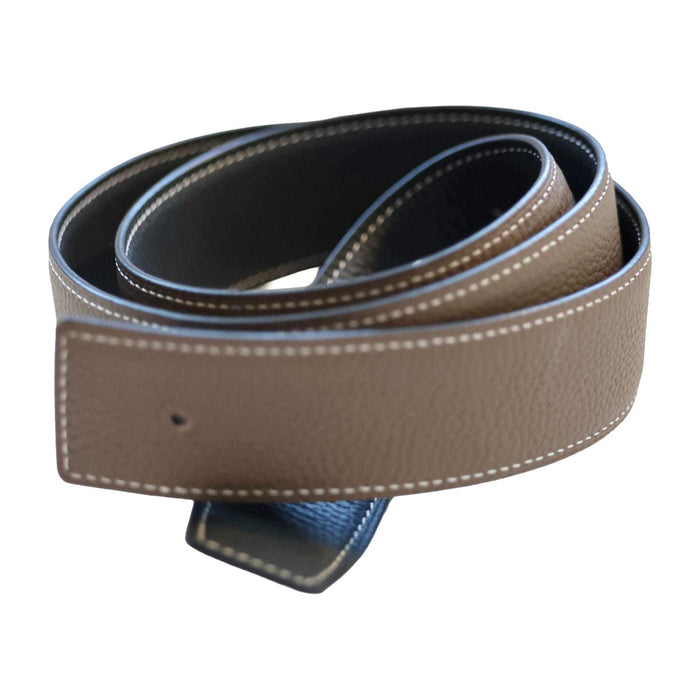 ManeJane Navy/Taupe Reversible Leather Belt Strap reversible leather belt, additional view, equestrian accessory by Dreamers & Schemers