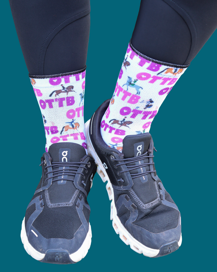 New Job New Me custom crew socks with new job career horse by Dreamers & Schemers, limited edition women's size