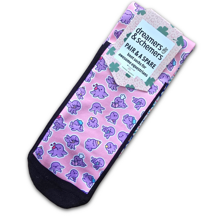 Octopus youth Pair & a Spare boot socks with octopus ocean print, by Dreamers & Schemers