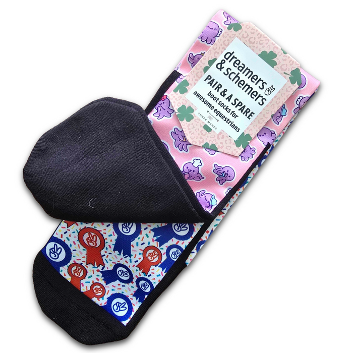 Octopus youth Pair & a Spare boot socks featuring octopus ocean print, alternate angle, by Dreamers & Schemers