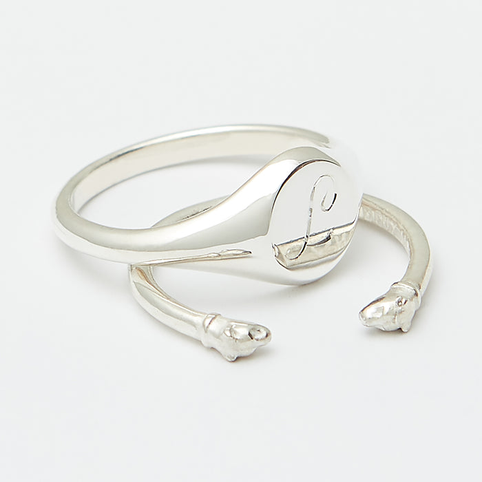 Olivier Signet Ring Stack in Silver