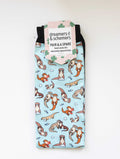 Otter-ly Adorable Pair & a Spare equestrian boot socks in their header card, by Dreamers & Schemers