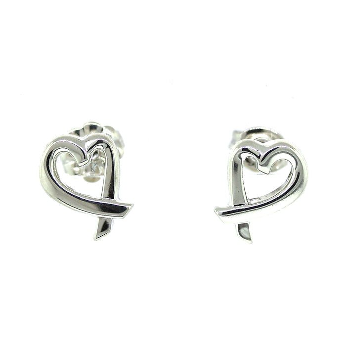 Preowned Paloma Picasso Loving Heart Sterling Silver Stud Earrings