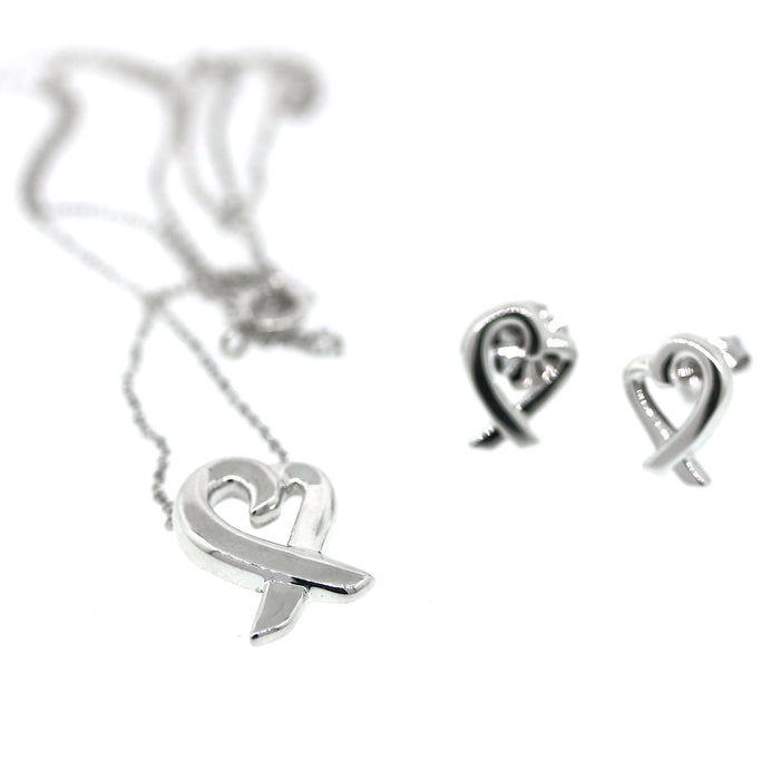 Preowned Paloma Picasso Loving Heart Sterling Silver Stud Earrings