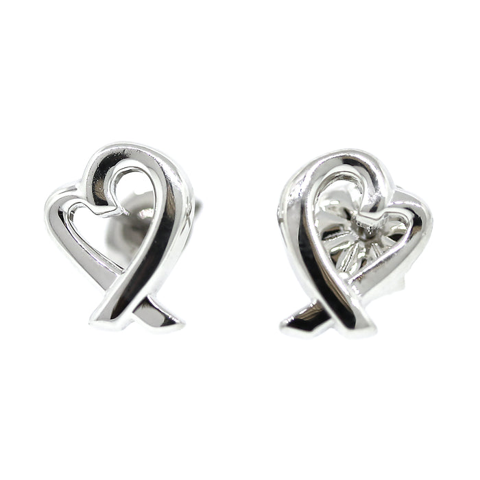 Preowned Paloma Picasso Loving Heart Sterling Silver Stud Earrings