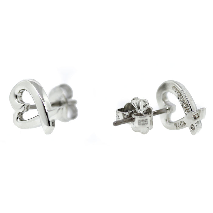 Preowned Paloma Picasso Loving Heart Sterling Silver Stud Earrings