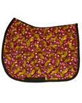 Ready to Play patterned saddle pad, full top view of the print and contrast binding, by Dreamers & Schemers