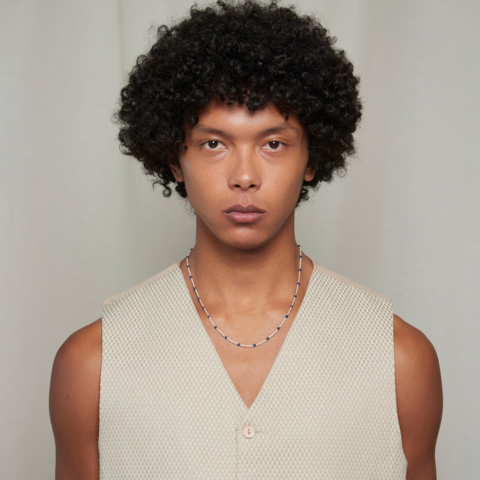 Royal Blue Condesa Necklace in Silver for Him
