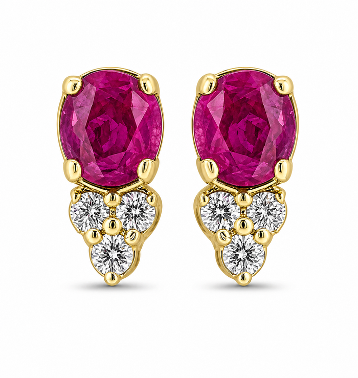 Ruby and Diamond Studs
