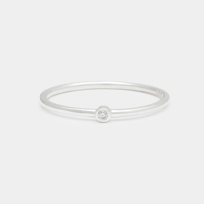 Simple Cléo Diamond Ring in Silver
