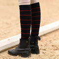 Simple Stripe Knit Socks - Navy w/ Burgundy knit tall boot socks, by Dreamers & Schemers
