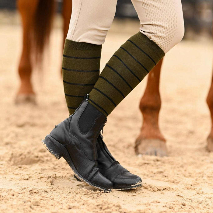Simple Stripe Knit Socks - Sage w/ Black knit tall boot socks, by Dreamers & Schemers