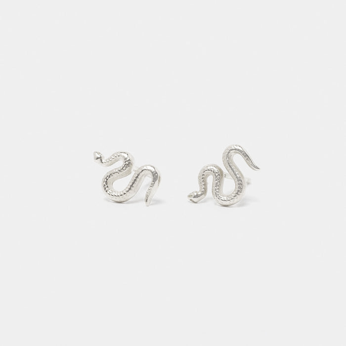 Snake Goddess Studs in Silver