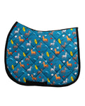 Spring Scaries all-purpose saddle pad with spring bugs creepy crawly in blue, by Dreamers & Schemers