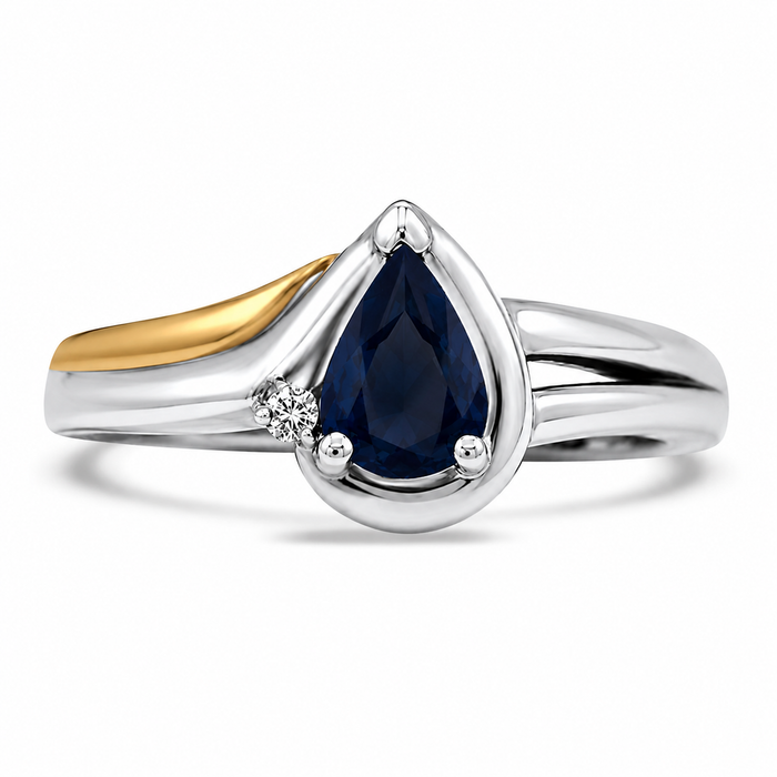 Sterling Silver Sapphire and Diamond Ring