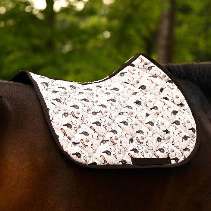 The Hunt DERP all-purpose saddle pad, showing the full pattern layout, by Dreamers & Schemers