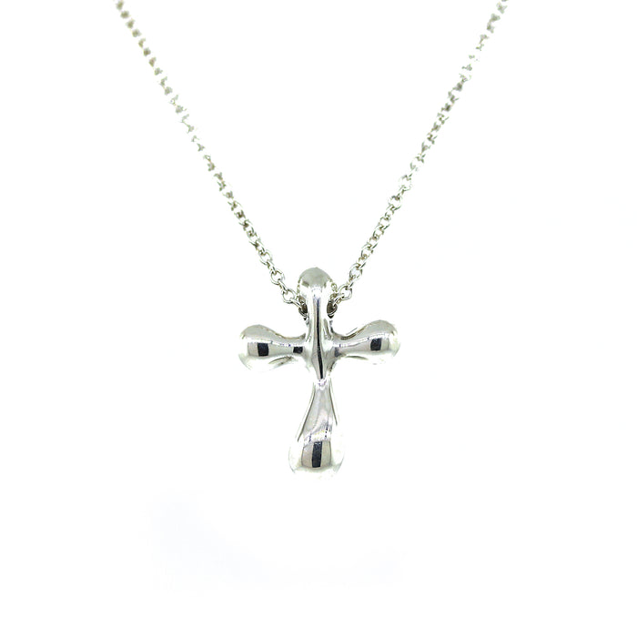 Preowned Tiffany and Co. Sterling Silver Elsa Peretti Cross Pendant Necklace