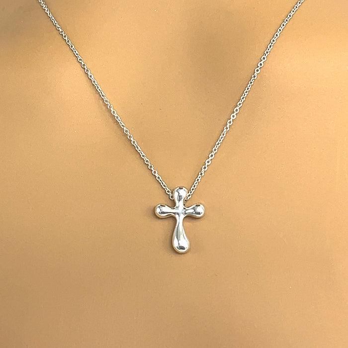 Preowned Tiffany and Co. Sterling Silver Elsa Peretti Cross Pendant Necklace