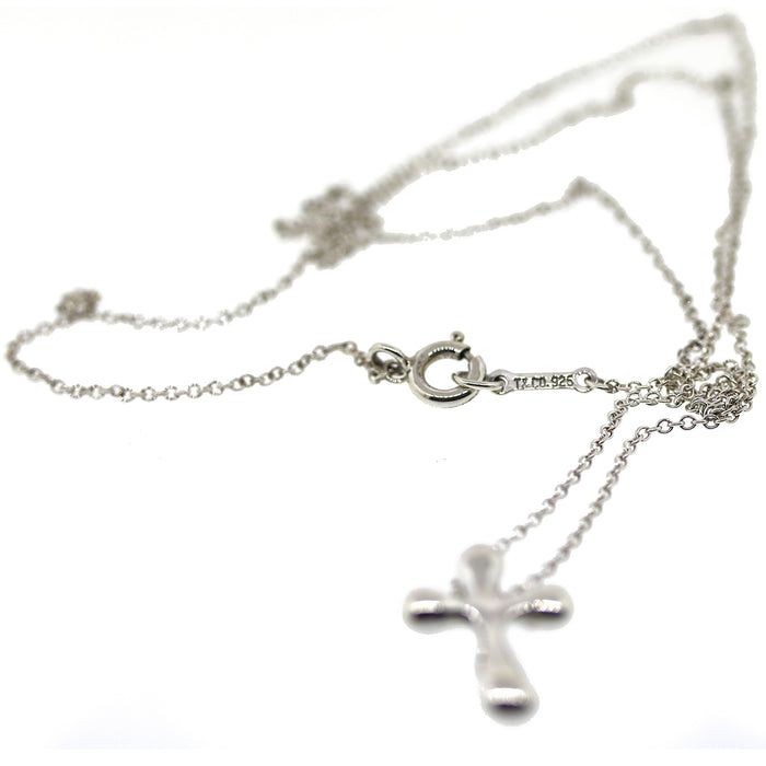 Preowned Tiffany and Co. Sterling Silver Elsa Peretti Cross Pendant Necklace