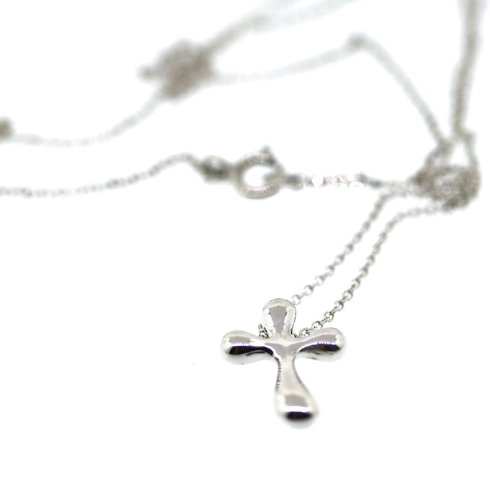 Preowned Tiffany and Co. Sterling Silver Elsa Peretti Cross Pendant Necklace