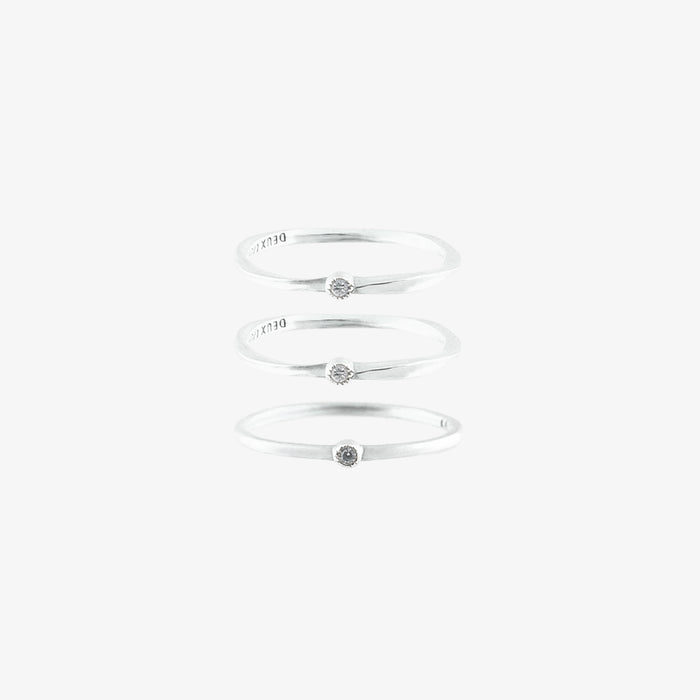 Tre Diamond Ring Combo in Silver