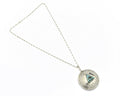 Unique Navajo Indian Puebla Scene Reversable Turquoise .925 Silver Pendant