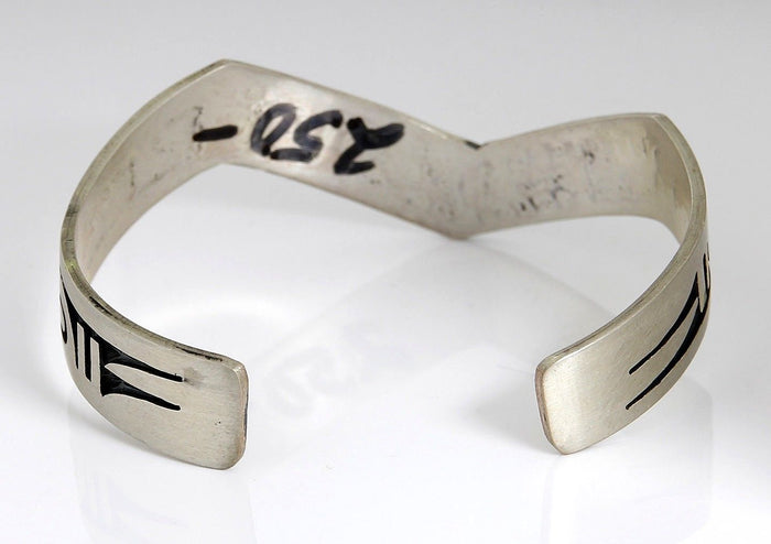 VTG Navajo Indian Handmade Lighting Tribal Pattern .925 Silver Cuff Bracelet