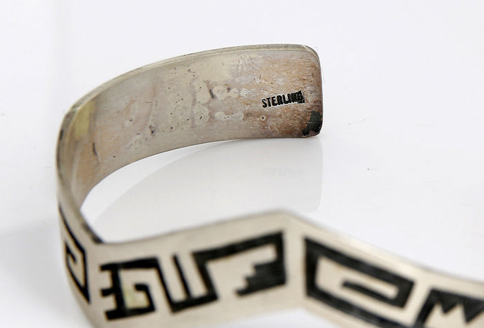 VTG Navajo Indian Handmade Lighting Tribal Pattern .925 Silver Cuff Bracelet