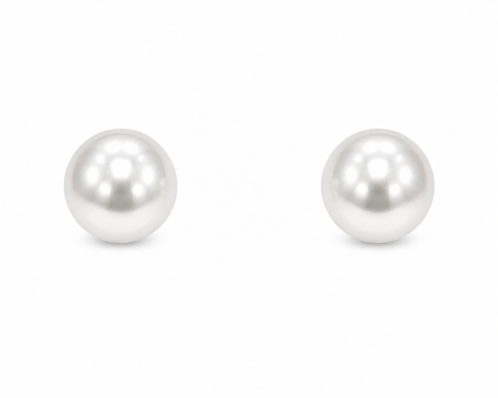 White Gold Pearl Stud Earrings