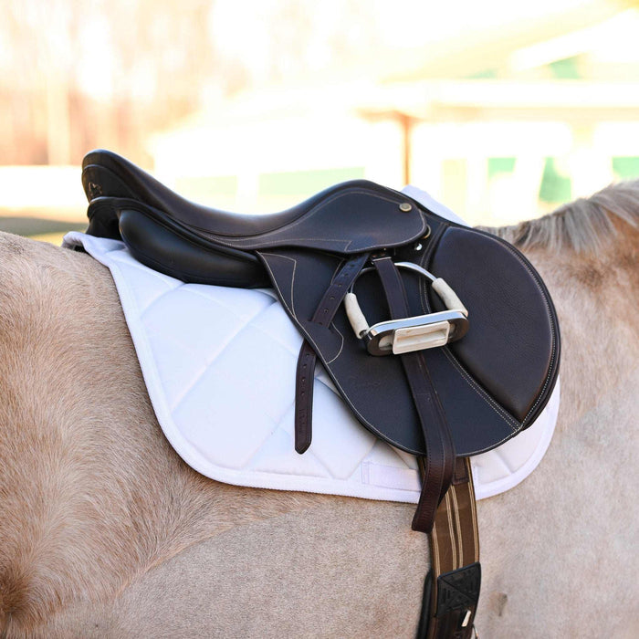 White DERP all-purpose saddle pad, showing the full pattern layout, by Dreamers & Schemers
