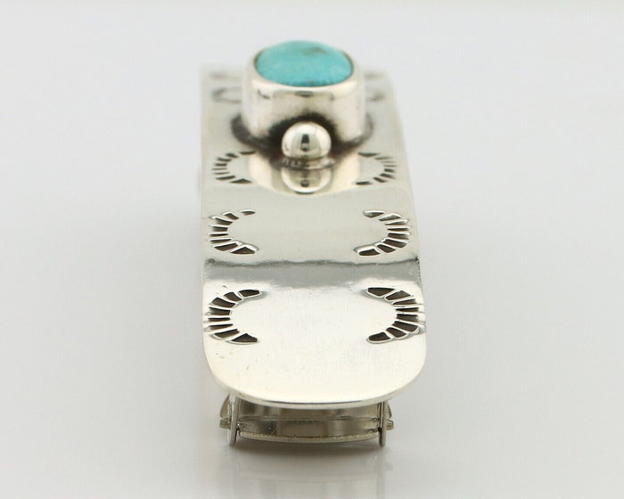 Women Navajo Hair Clip Barrette 925 Silver Hand Stamped Native American Artist