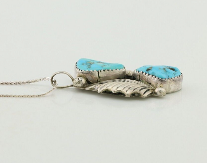 Zuni Necklace 925 Silver Blue Turquoise Artist Signed EMY C.80's