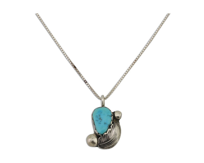 Zuni Necklace 925 Silver Blue Turquoise Artist Signed Simplicio C.80's