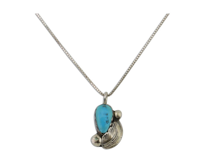 Zuni Necklace 925 Silver Blue Turquoise Artist Signed Simplicio C.80's