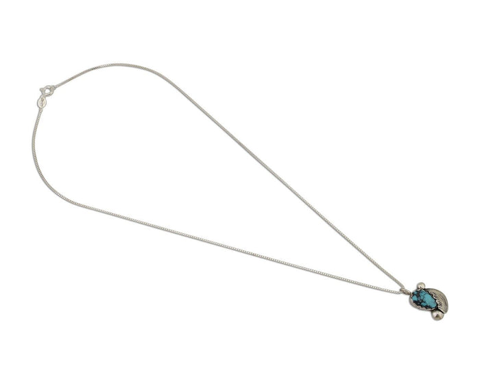 Zuni Necklace 925 Silver Blue Turquoise Artist Signed Simplicio C.80's