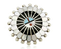 Zuni Signed Artist Victoria Unkestine Inlaid .925 SOLID Silver Tewa Pendant Pin